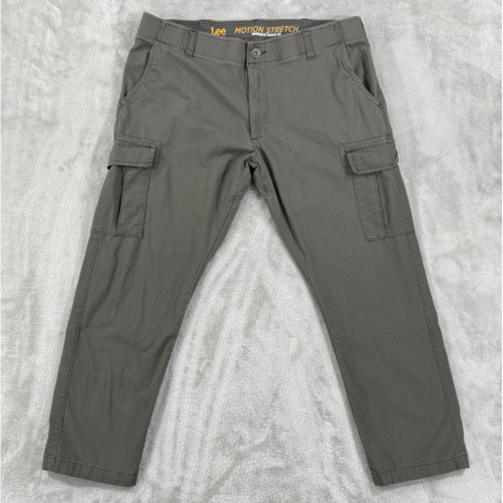 Lee Pants Mens 38x30 Motion Stretch Cargo Regular‎ Straight Hiking Gusset Gray